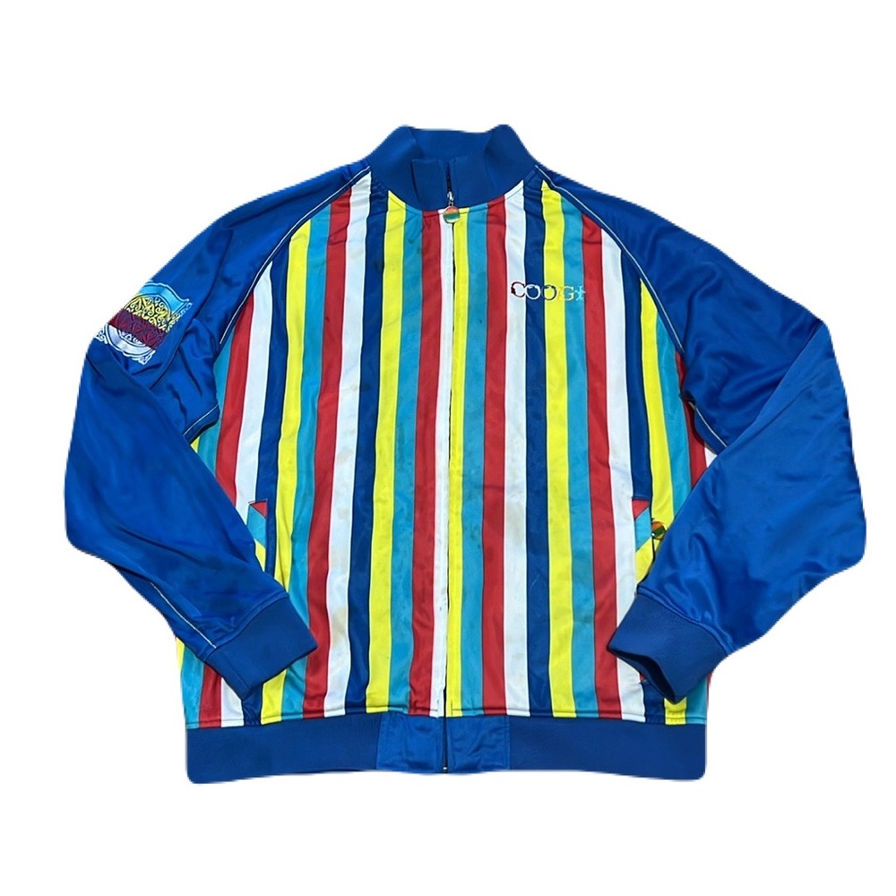 COOGI Blue Multi-Color Striped Bomber Jacket - Picture 2 of 16